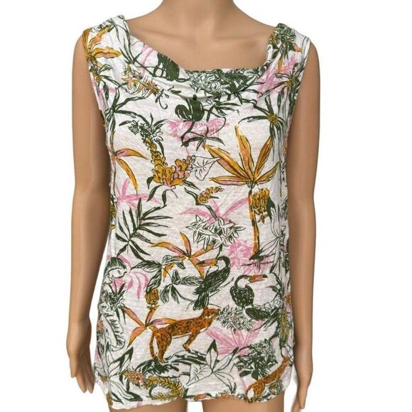 Rachel Zoe Linen Top Small Tropical Sleeveless NWOT - Picture 1 of 15